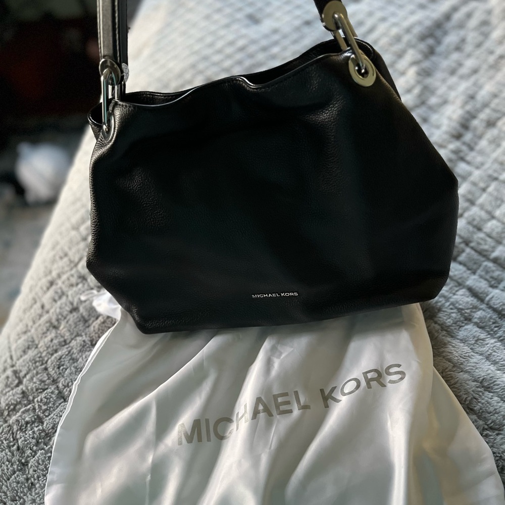 Black soft leather coach bag
